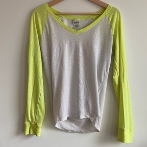 VS PINK Baseball Tee / Sheer White and Yellow
